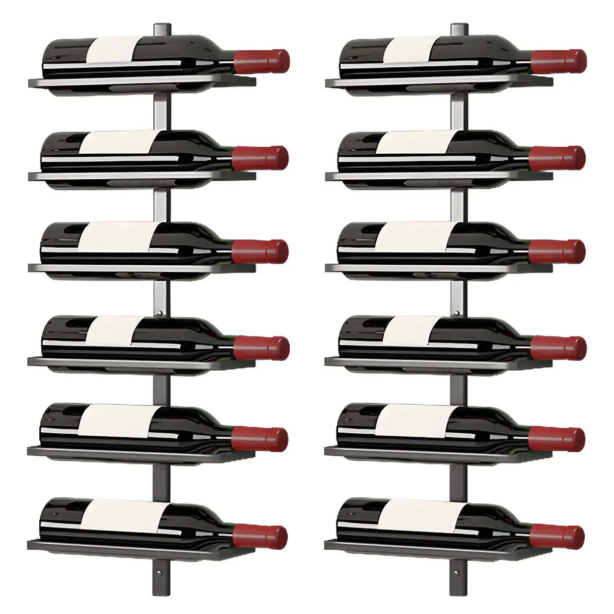 Metal Wall-Mounted Floating Wine Rack — Gold / 2 Piece Set