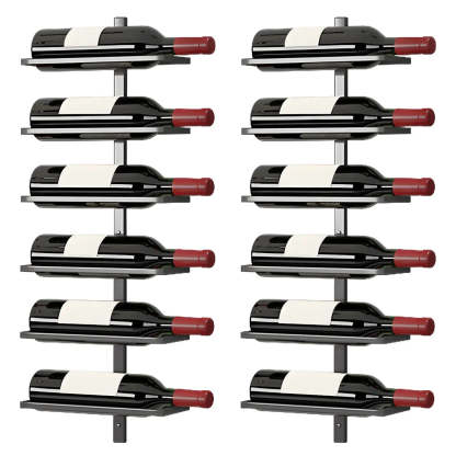 Metal Wall-Mounted Floating Wine Rack — Gold / 2 Piece Set
