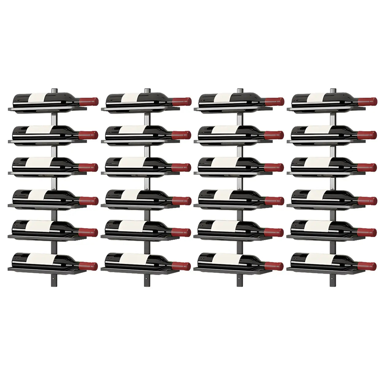 Metal Wall-Mounted Floating Wine Rack — Gold / 4 Piece Set