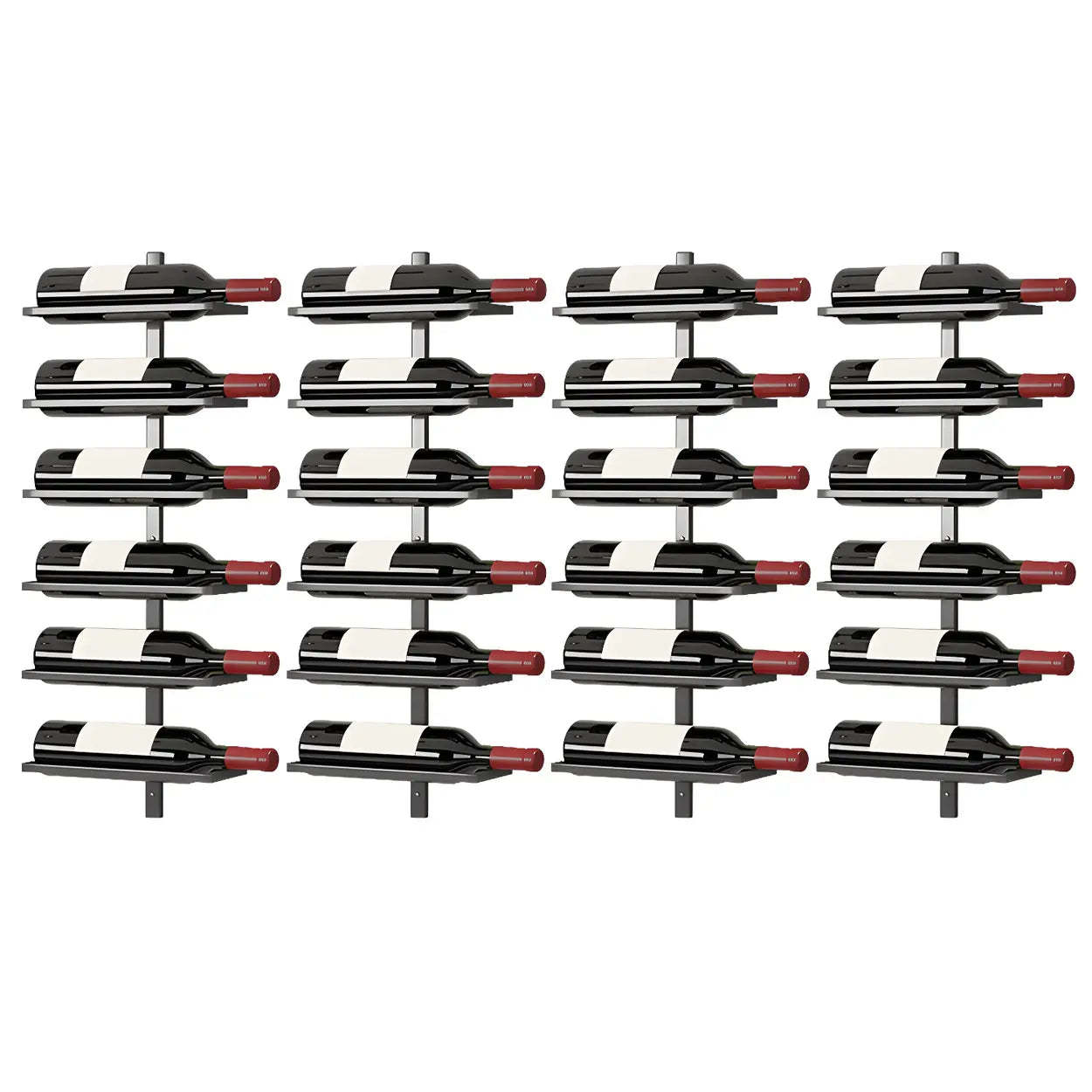 Metal Wall-Mounted Floating Wine Rack — Gold / 4 Piece Set