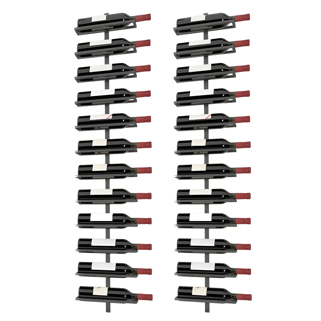 Metal Wall-Mounted Floating Wine Rack — Black / 2 Piece Set