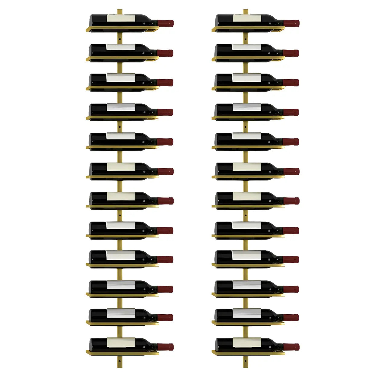 Metal Wall-Mounted Floating Wine Rack — Gold / 2 Piece Set