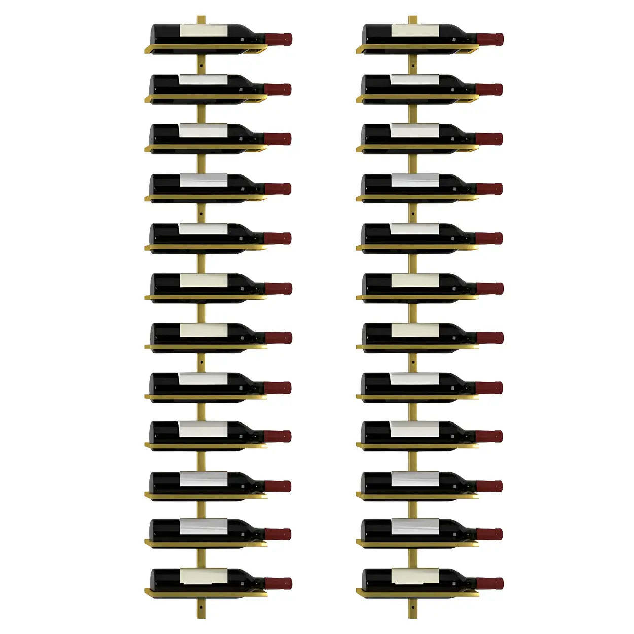 Metal Wall-Mounted Floating Wine Rack — Gold / 2 Piece Set