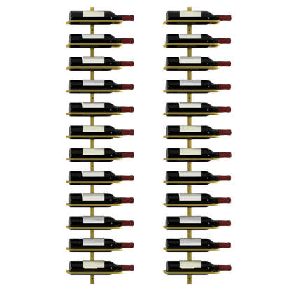 Metal Wall-Mounted Floating Wine Rack — Gold / 2 Piece Set