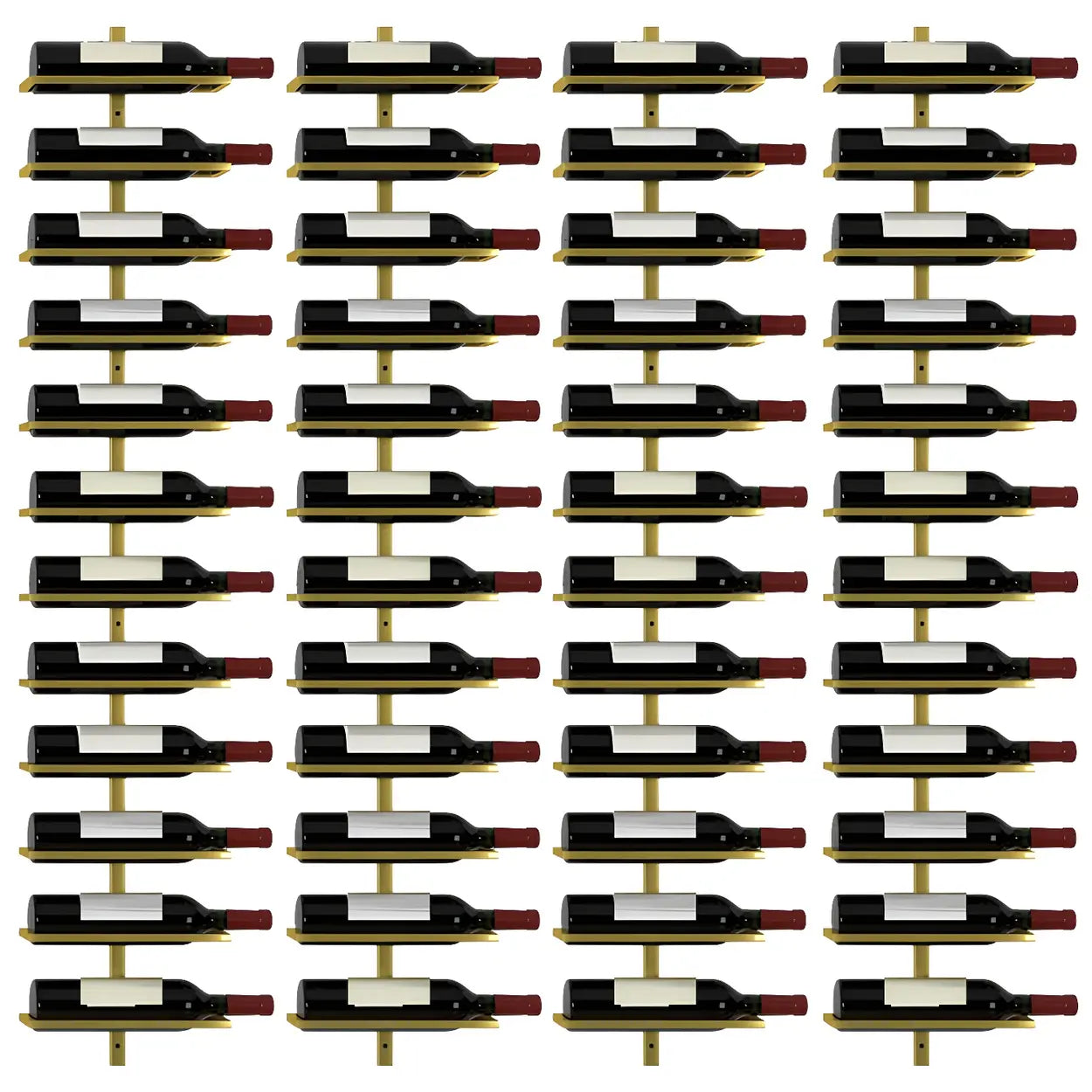 Metal Wall-Mounted Floating Wine Rack — Gold / 4 Piece Set