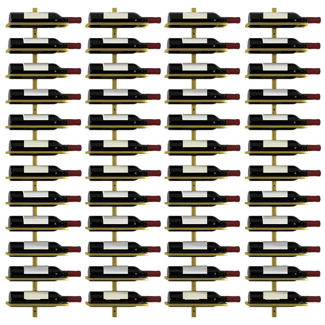 Metal Wall-Mounted Floating Wine Rack — Gold / 4 Piece Set