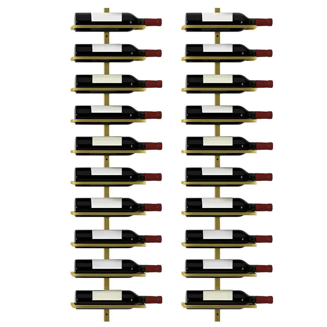 Metal Wall-Mounted Floating Wine Rack — Gold / 2 Piece Set