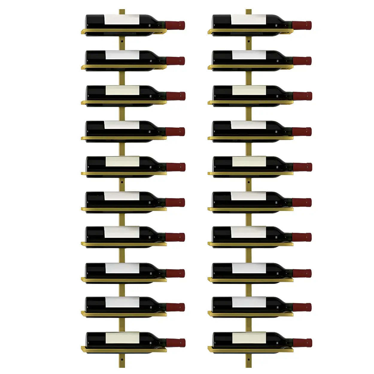 Metal Wall-Mounted Floating Wine Rack — Gold / 2 Piece Set