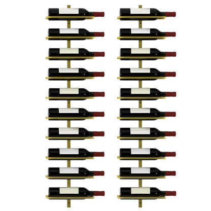 Metal Wall-Mounted Floating Wine Rack — Gold / 2 Piece Set