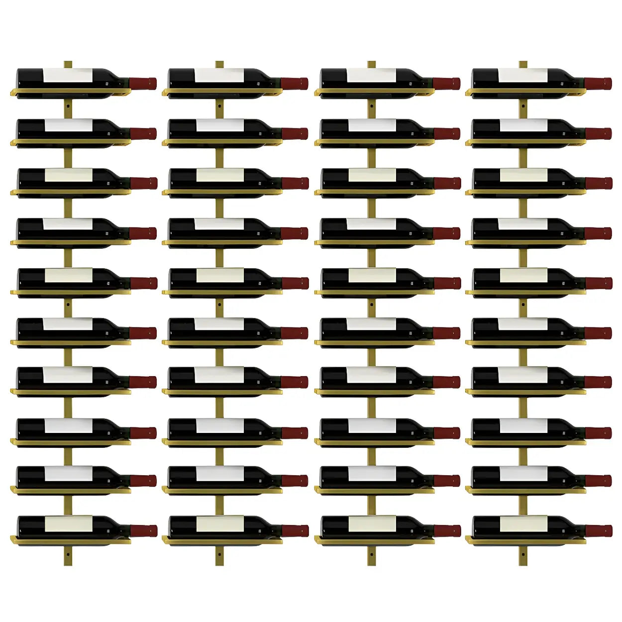 Metal Wall-Mounted Floating Wine Rack — Gold / 4 Piece Set