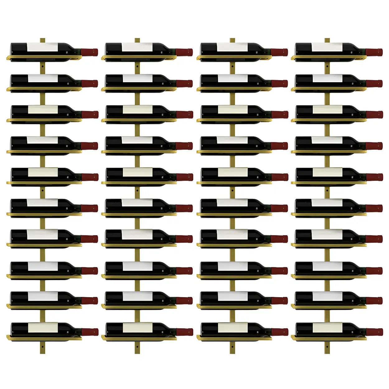 Metal Wall-Mounted Floating Wine Rack — Gold / 4 Piece Set