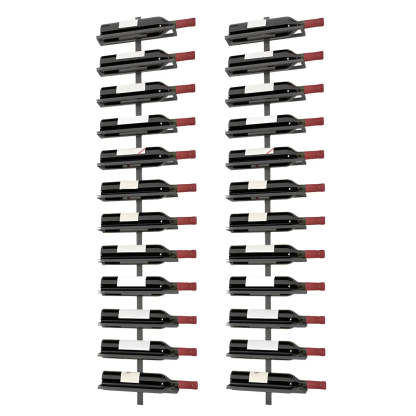 Metal Wall-Mounted Floating Wine Rack — Black / 2 Piece Set