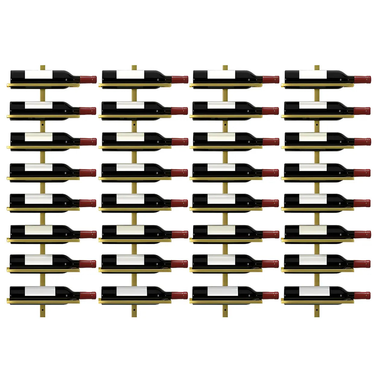 Metal Wall-Mounted Floating Wine Rack — Gold / 4 Piece Set