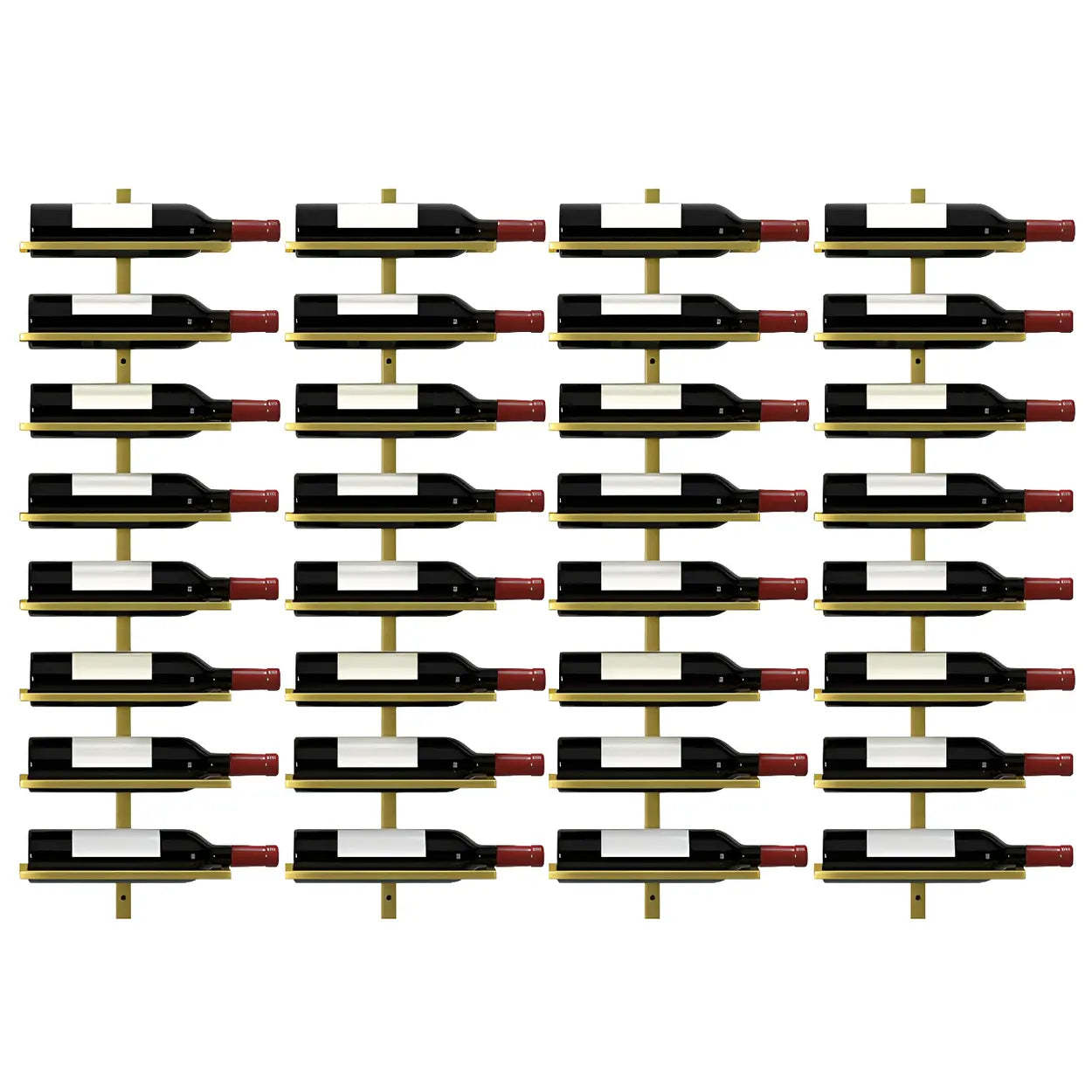 Metal Wall-Mounted Floating Wine Rack — Gold / 4 Piece Set