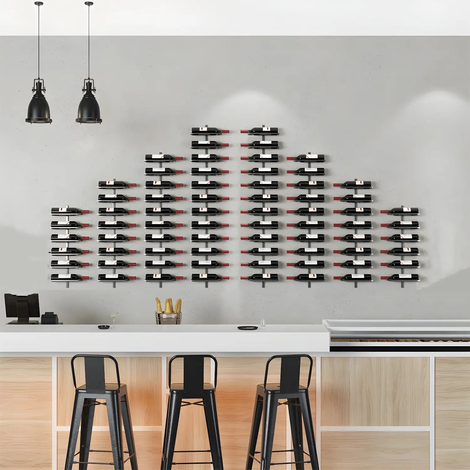 Metal Wall-Mounted Floating Wine Rack — Black / 1 Piece