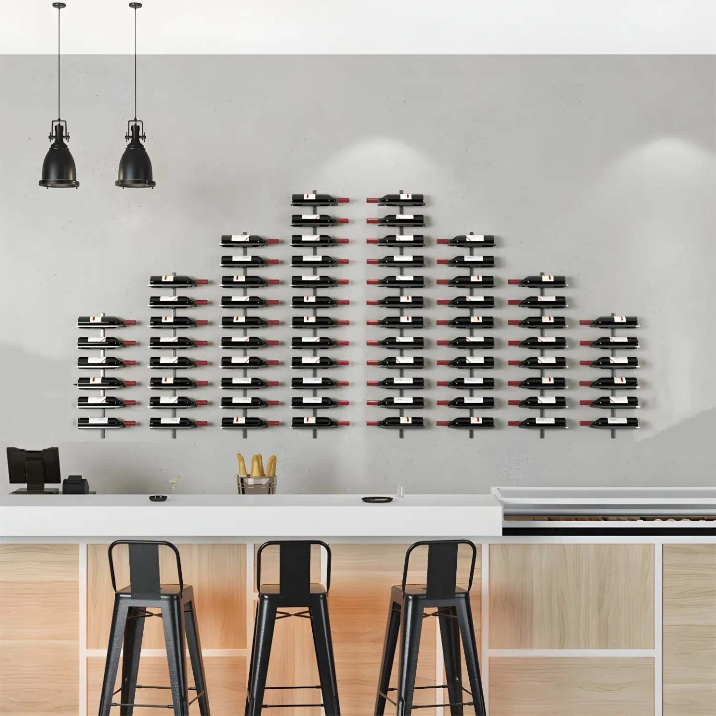 Metal Wall-Mounted Floating Wine Rack — Black / 1 Piece
