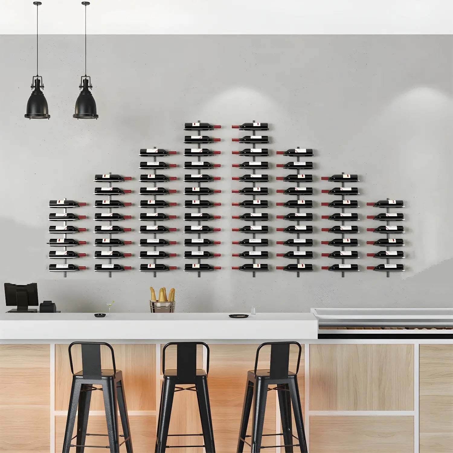 Metal Wall-Mounted Floating Wine Rack — Black / 1 Piece
