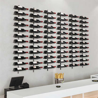 Metal Wall-Mounted Floating Wine Rack — Black / 2 Piece Set