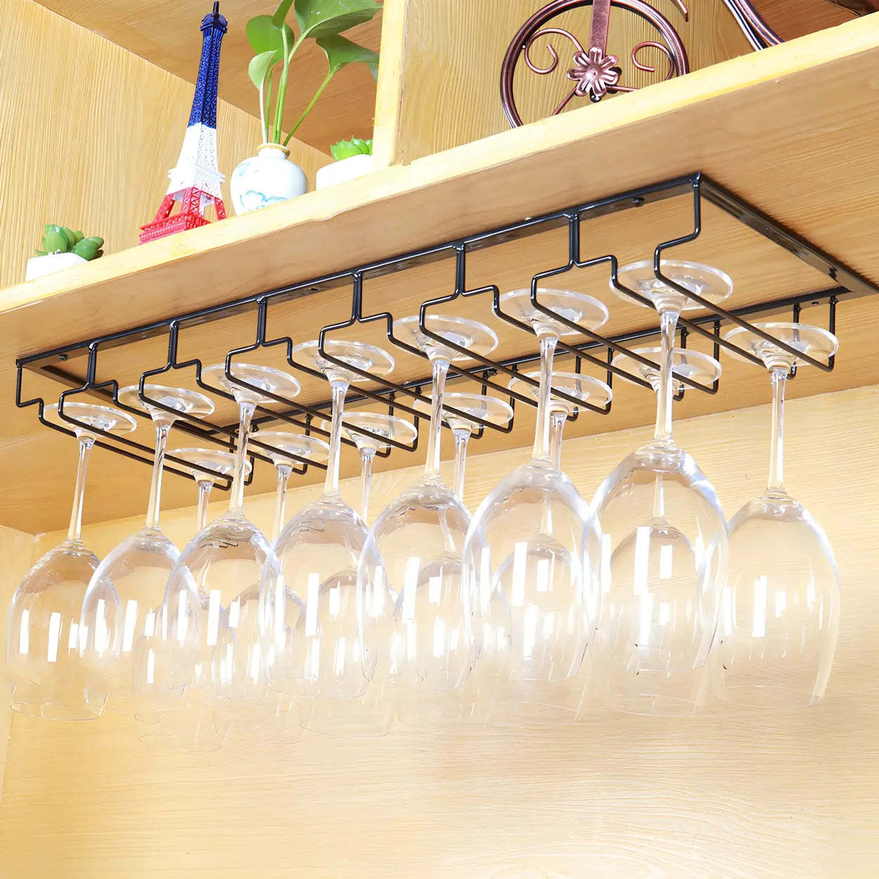 Minimalist Black Metal Hanging Wine Rack — Black / 1 Piece