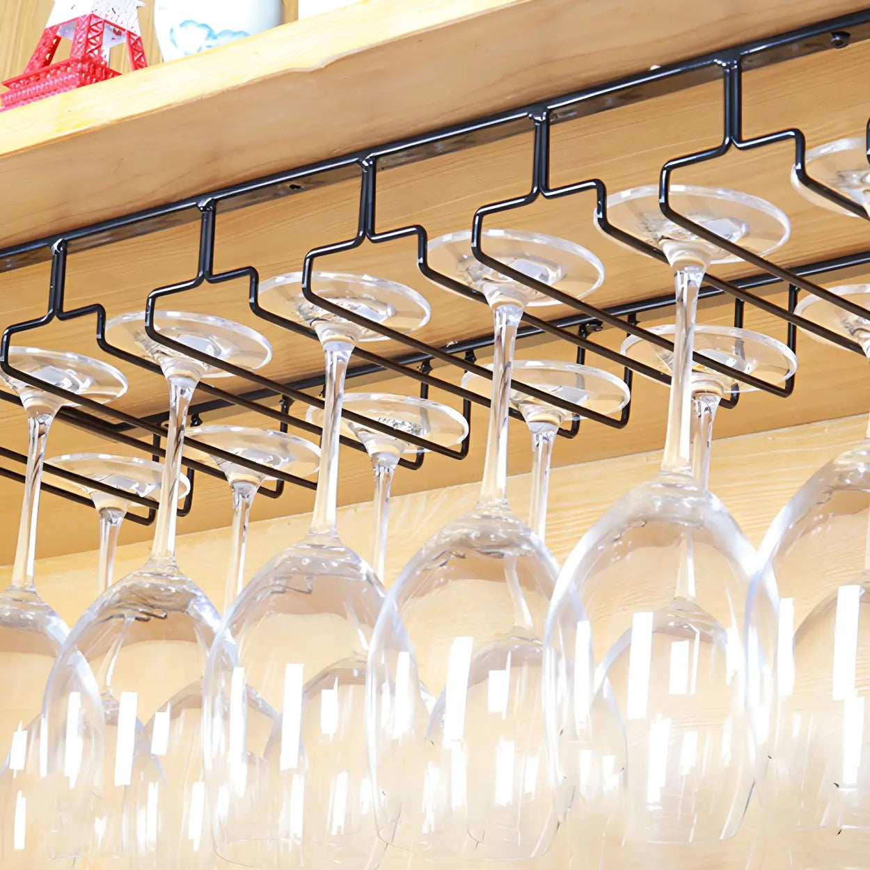 Minimalist Black Metal Hanging Wine Rack — Black / 2 Piece Set