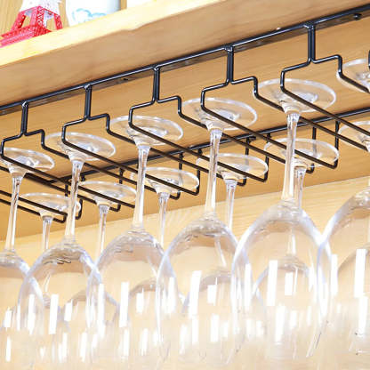 Minimalist Black Metal Hanging Wine Rack — Black / 2 Piece Set