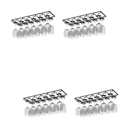 Minimalist Black Metal Hanging Wine Rack — White / 4 Piece Set