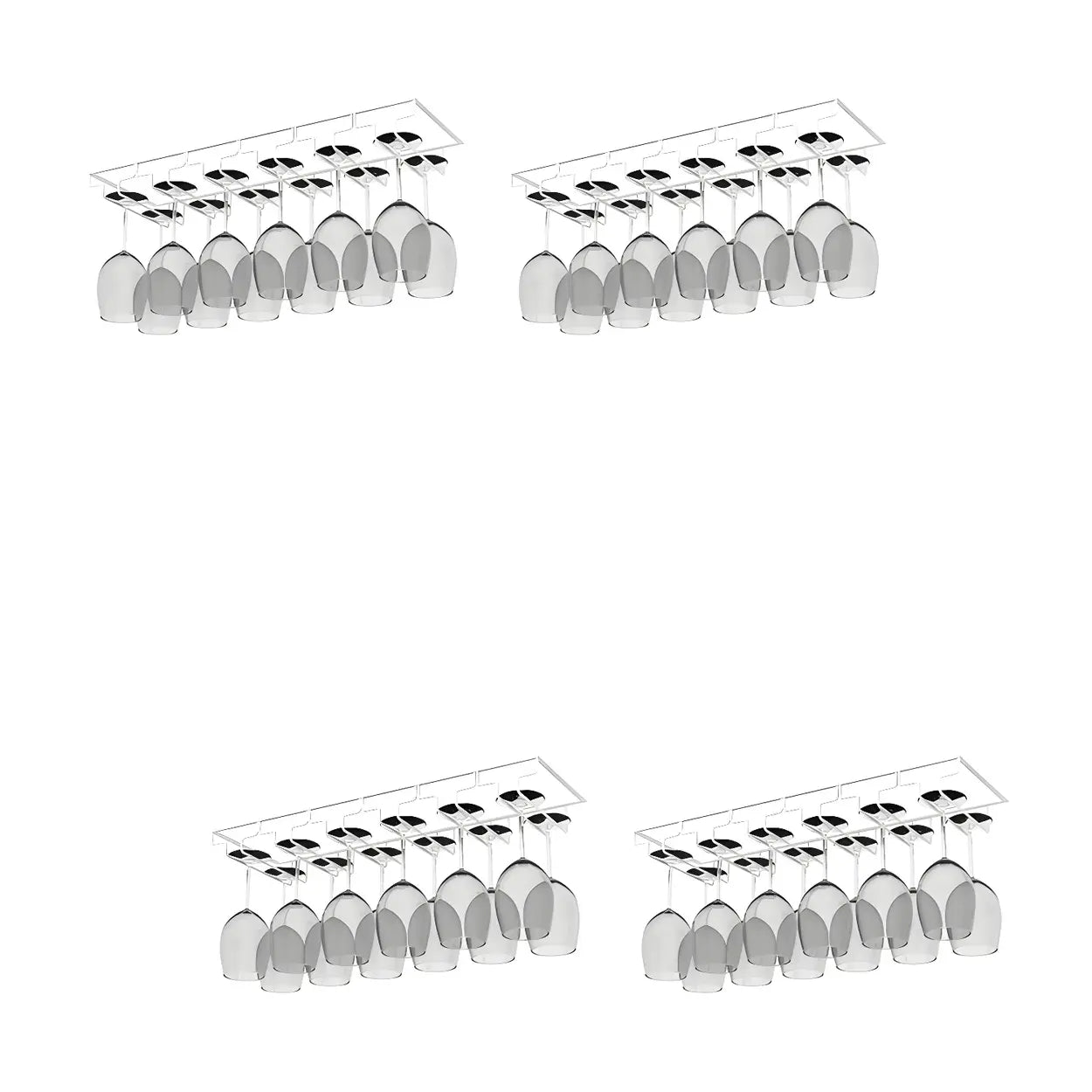 Minimalist Black Metal Hanging Wine Rack — White / 4 Piece Set