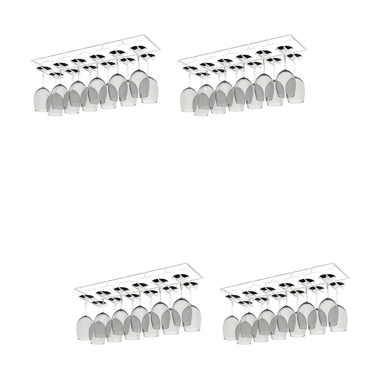 Minimalist Black Metal Hanging Wine Rack — White / 4 Piece Set