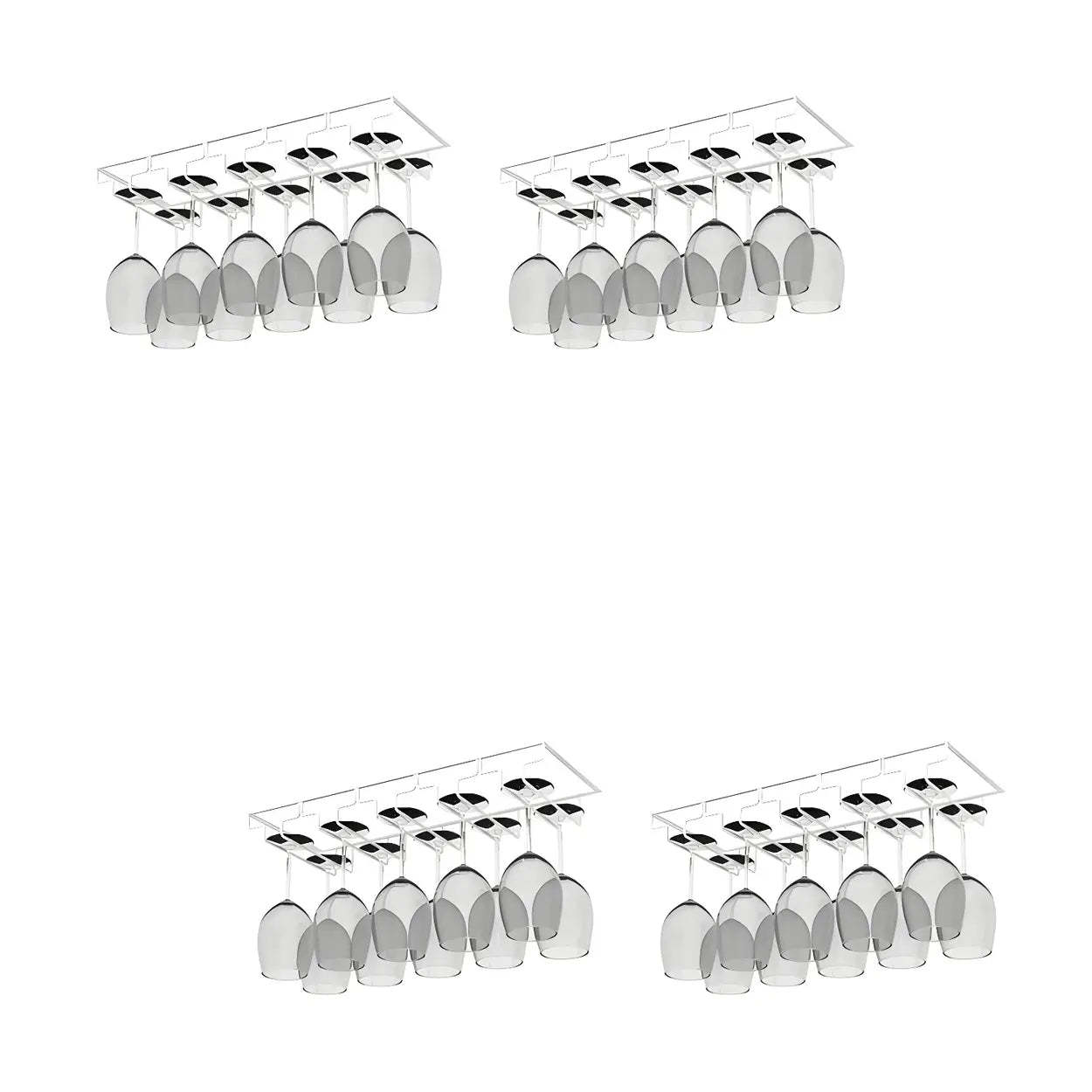 Minimalist Black Metal Hanging Wine Rack — White / 4 Piece Set