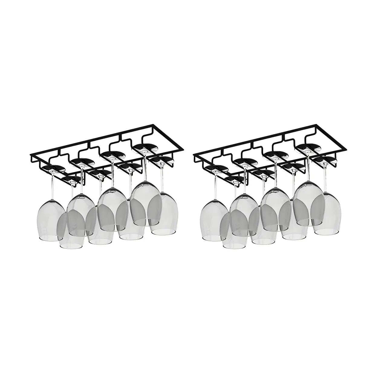 Minimalist Black Metal Hanging Wine Rack — White / 2 Piece Set