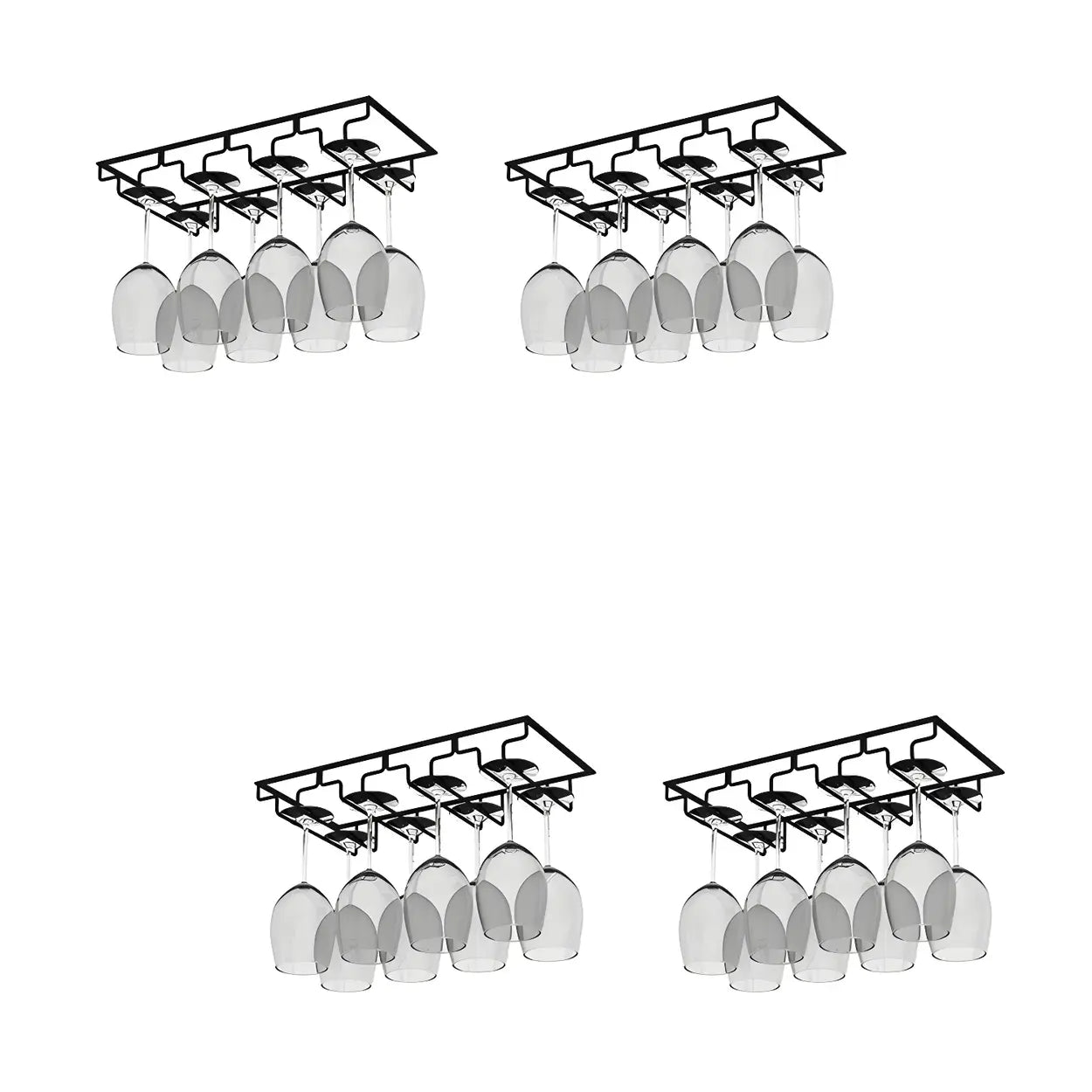 Minimalist Black Metal Hanging Wine Rack — White / 4 Piece Set