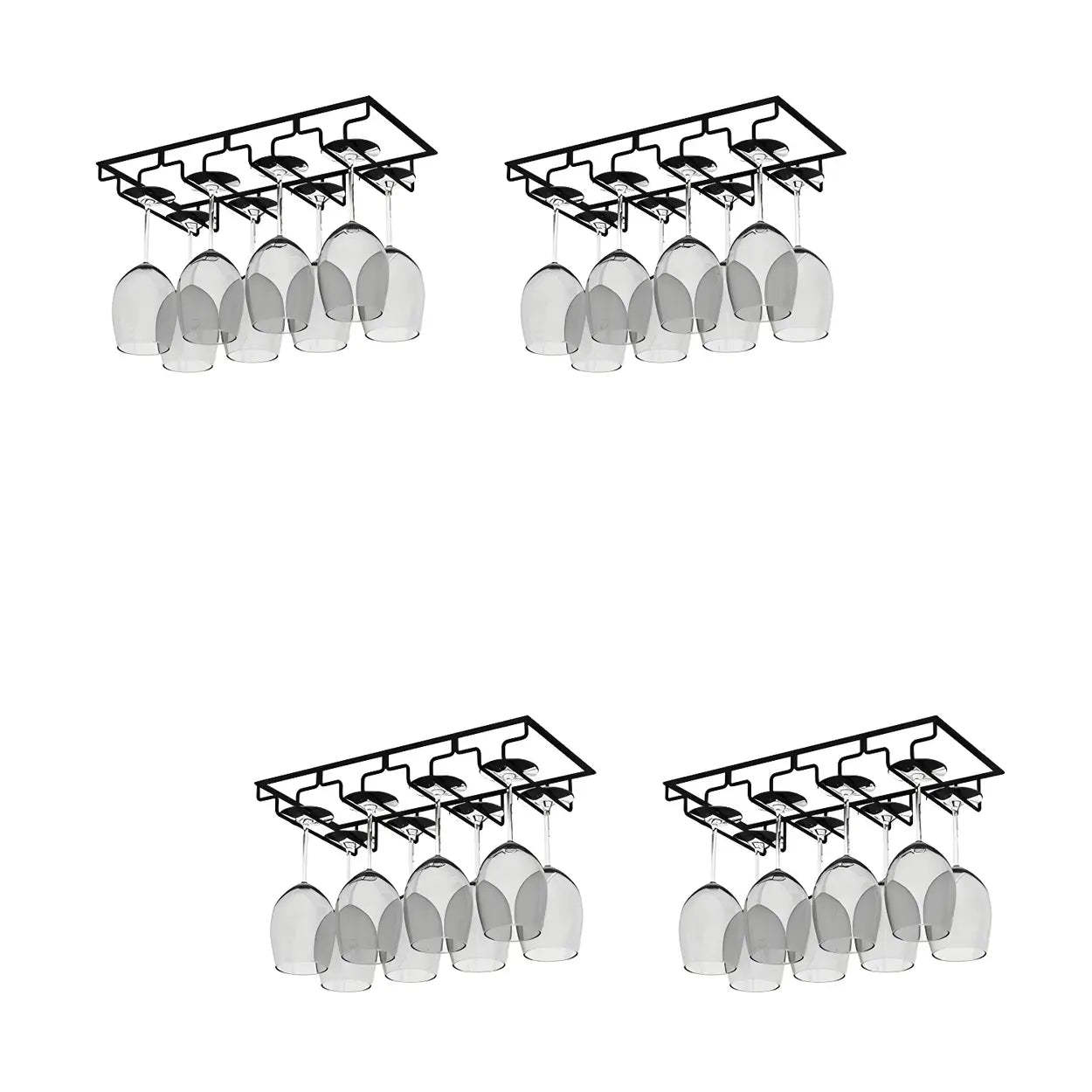 Minimalist Black Metal Hanging Wine Rack — White / 4 Piece Set