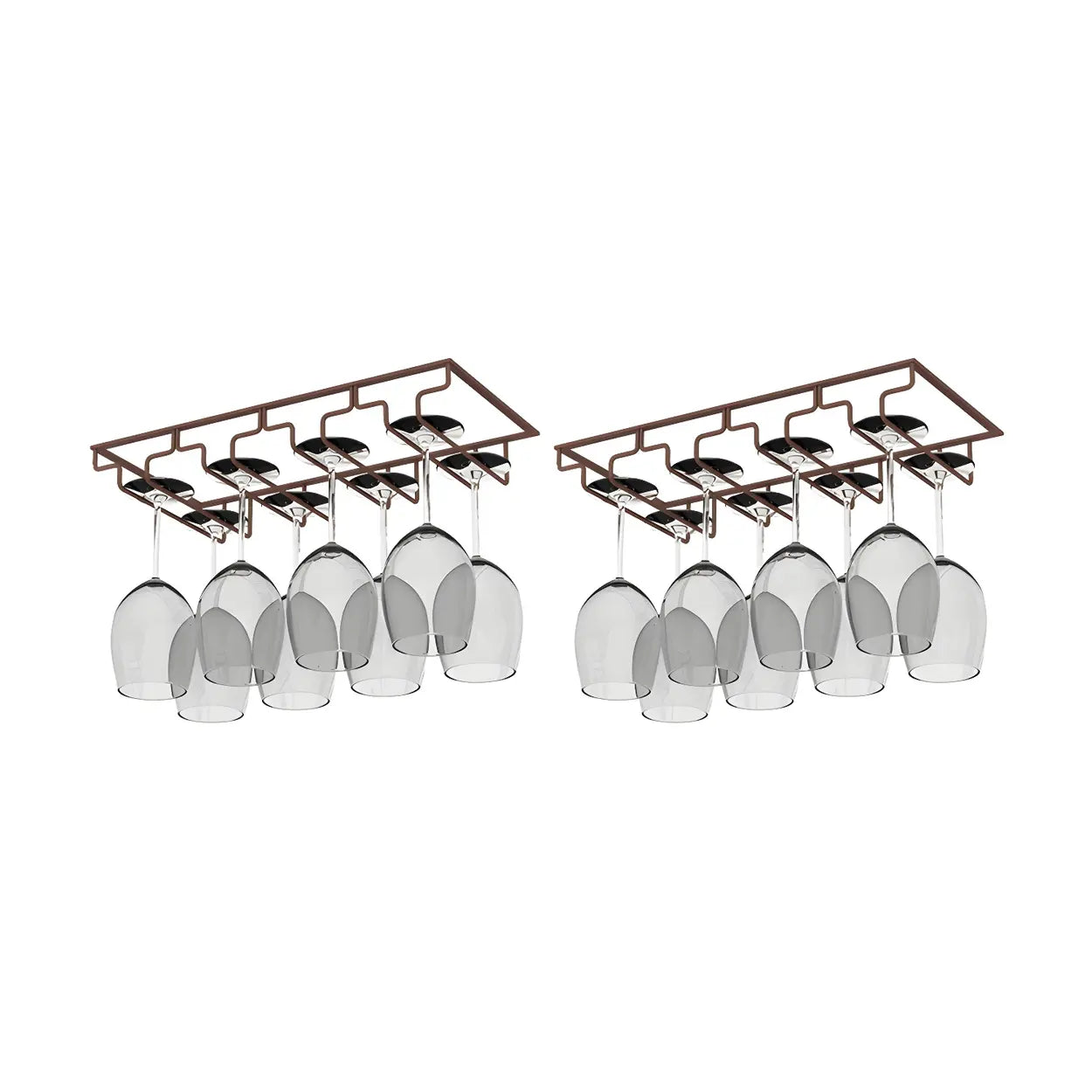 Minimalist Black Metal Hanging Wine Rack — Bronze / 2 Piece Set