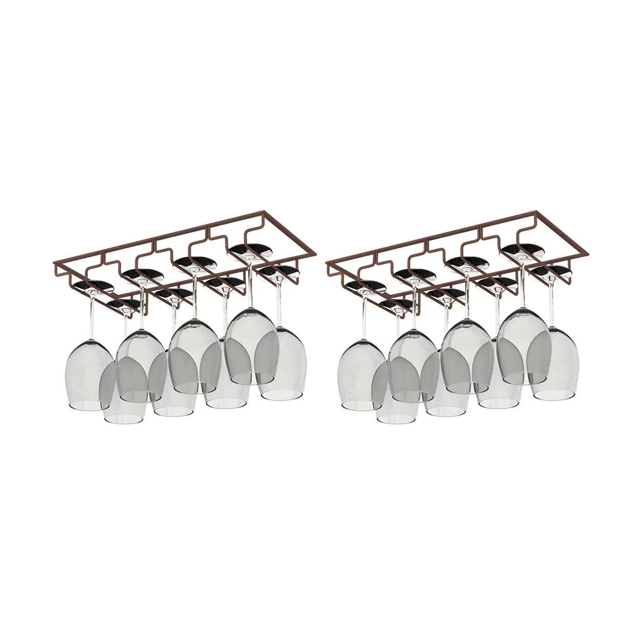 Minimalist Black Metal Hanging Wine Rack — Bronze / 2 Piece Set