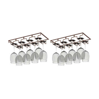 Minimalist Black Metal Hanging Wine Rack — Bronze / 2 Piece Set