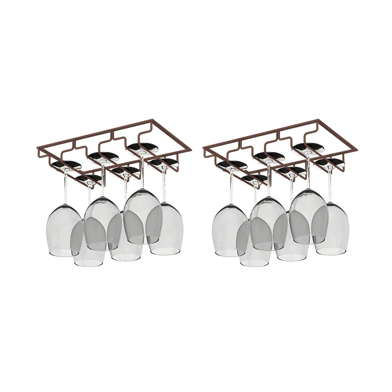 Minimalist Black Metal Hanging Wine Rack — Bronze / 2 Piece Set