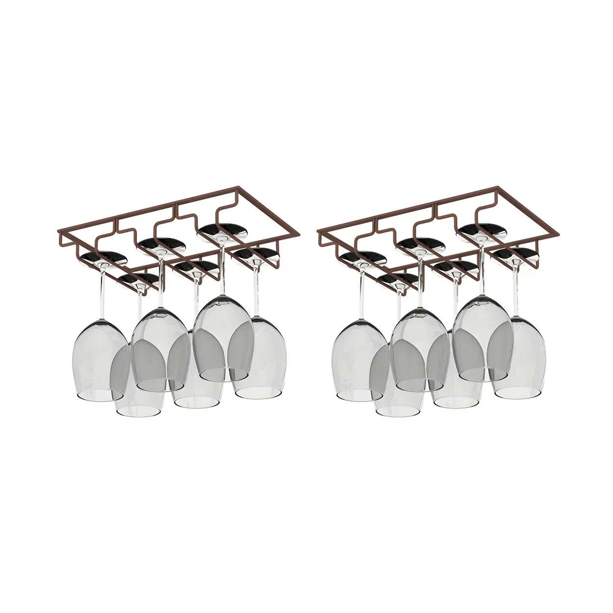 Minimalist Black Metal Hanging Wine Rack — Bronze / 2 Piece Set