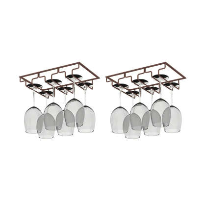 Minimalist Black Metal Hanging Wine Rack — Bronze / 2 Piece Set