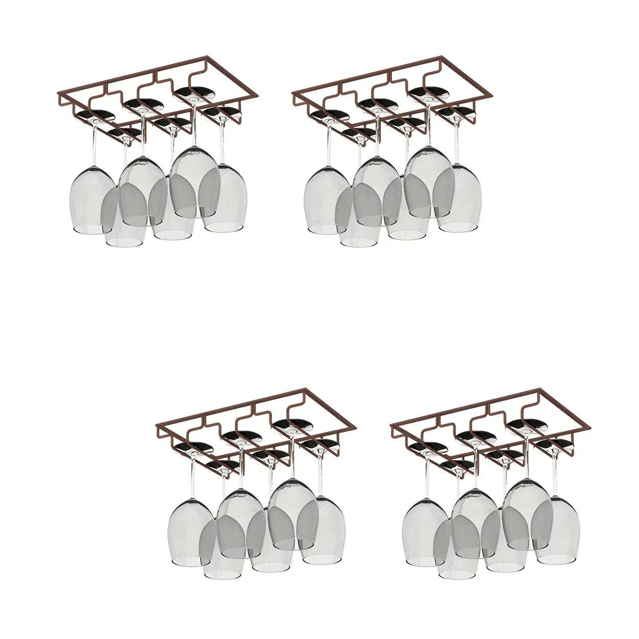 Minimalist Black Metal Hanging Wine Rack — Bronze / 4 Piece Set