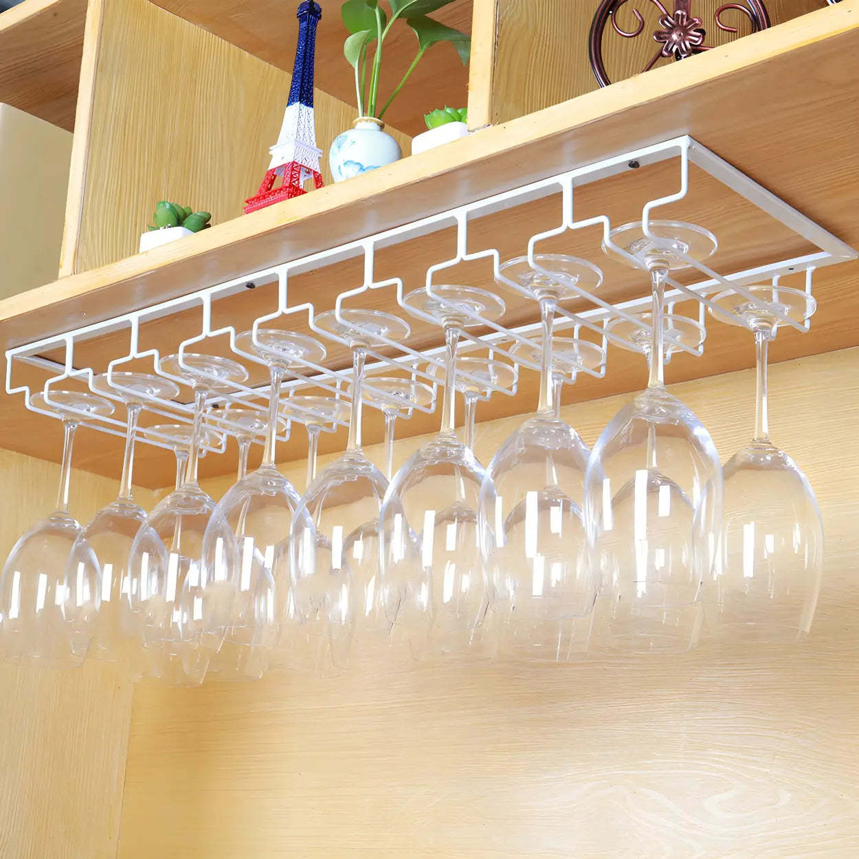 Minimalist Black Metal Hanging Wine Rack — Black / 4 Piece Set