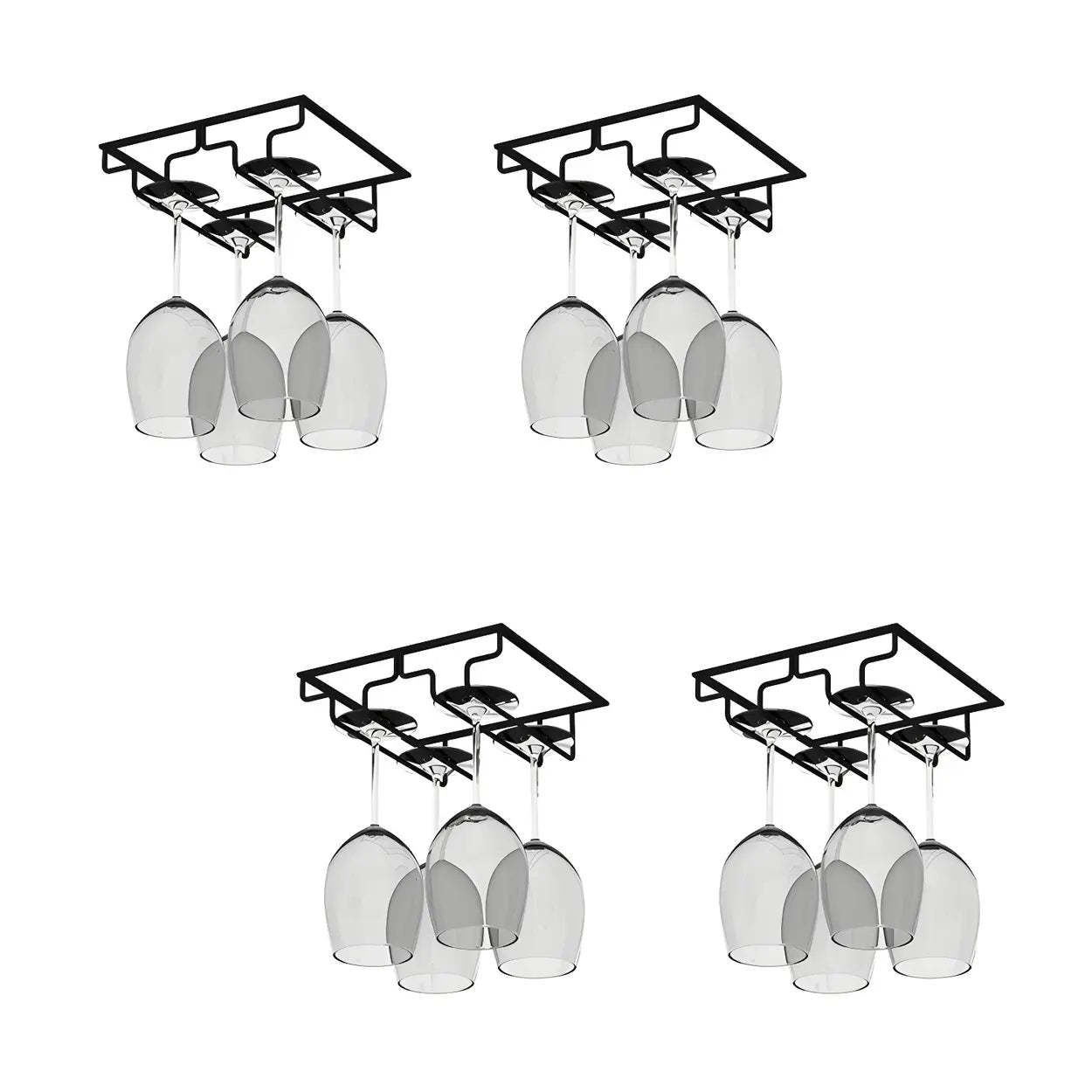 Minimalist Black Metal Hanging Wine Rack — Bronze / 4 Piece Set