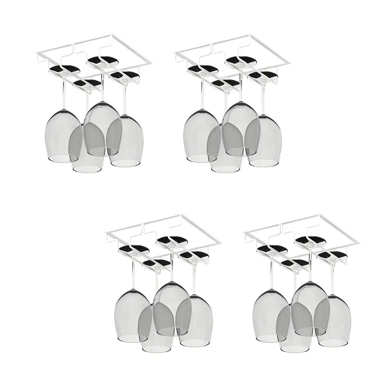 Minimalist Black Metal Hanging Wine Rack — Bronze / 4 Piece Set