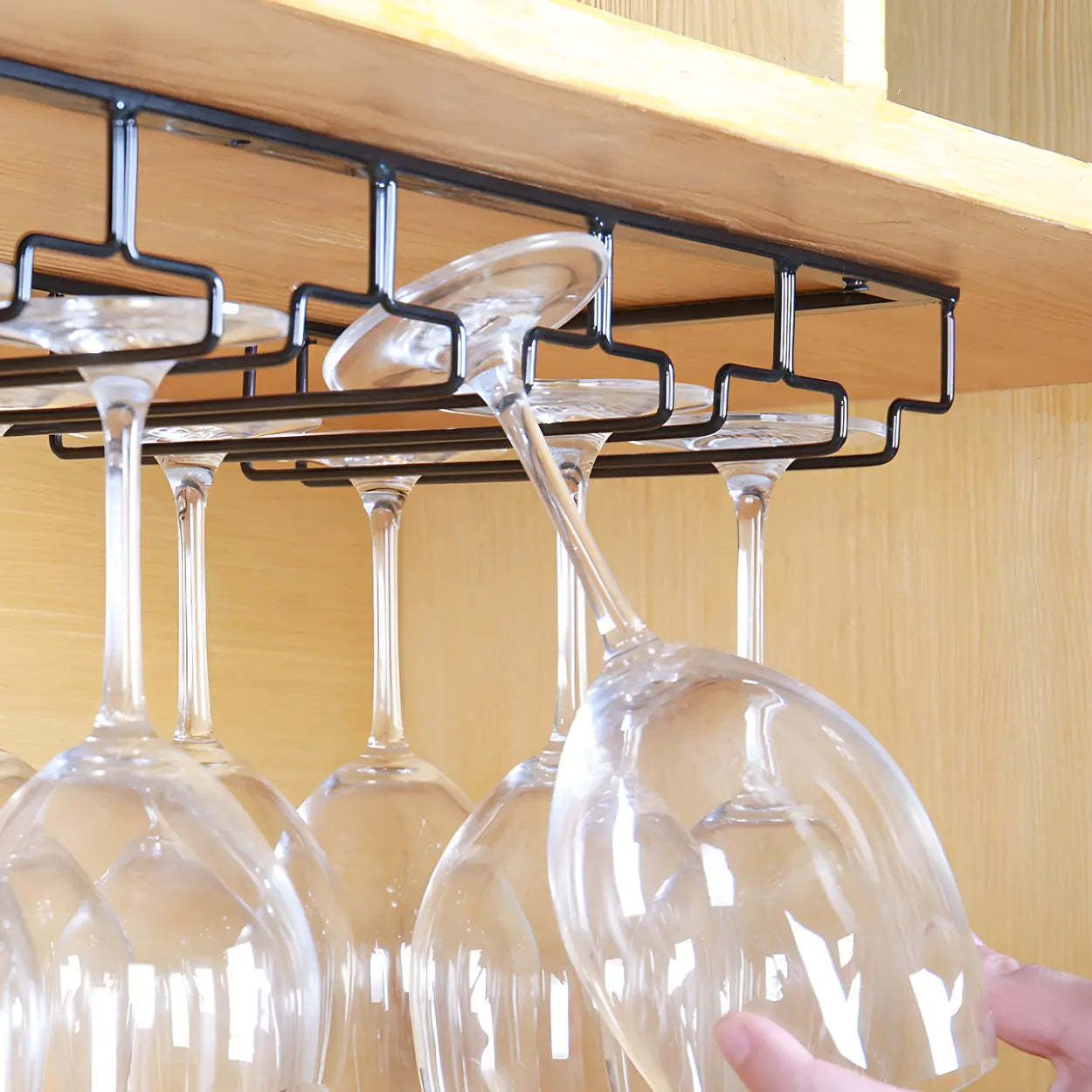 Minimalist Black Metal Hanging Wine Rack — Black / 1 Piece