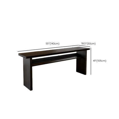 Minimalist Black Rectangular Wood Sofa Bar Table with Shelf