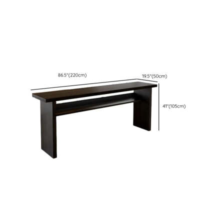 Minimalist Black Rectangular Wood Sofa Bar Table with Shelf