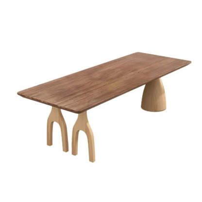 Minimalist Brown Wood Rectangular Writing Desk — Without Chairs
