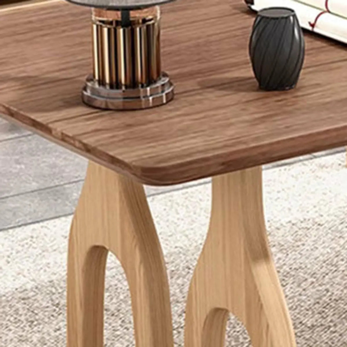 Minimalist Brown Wood Rectangular Writing Desk — Without Chairs