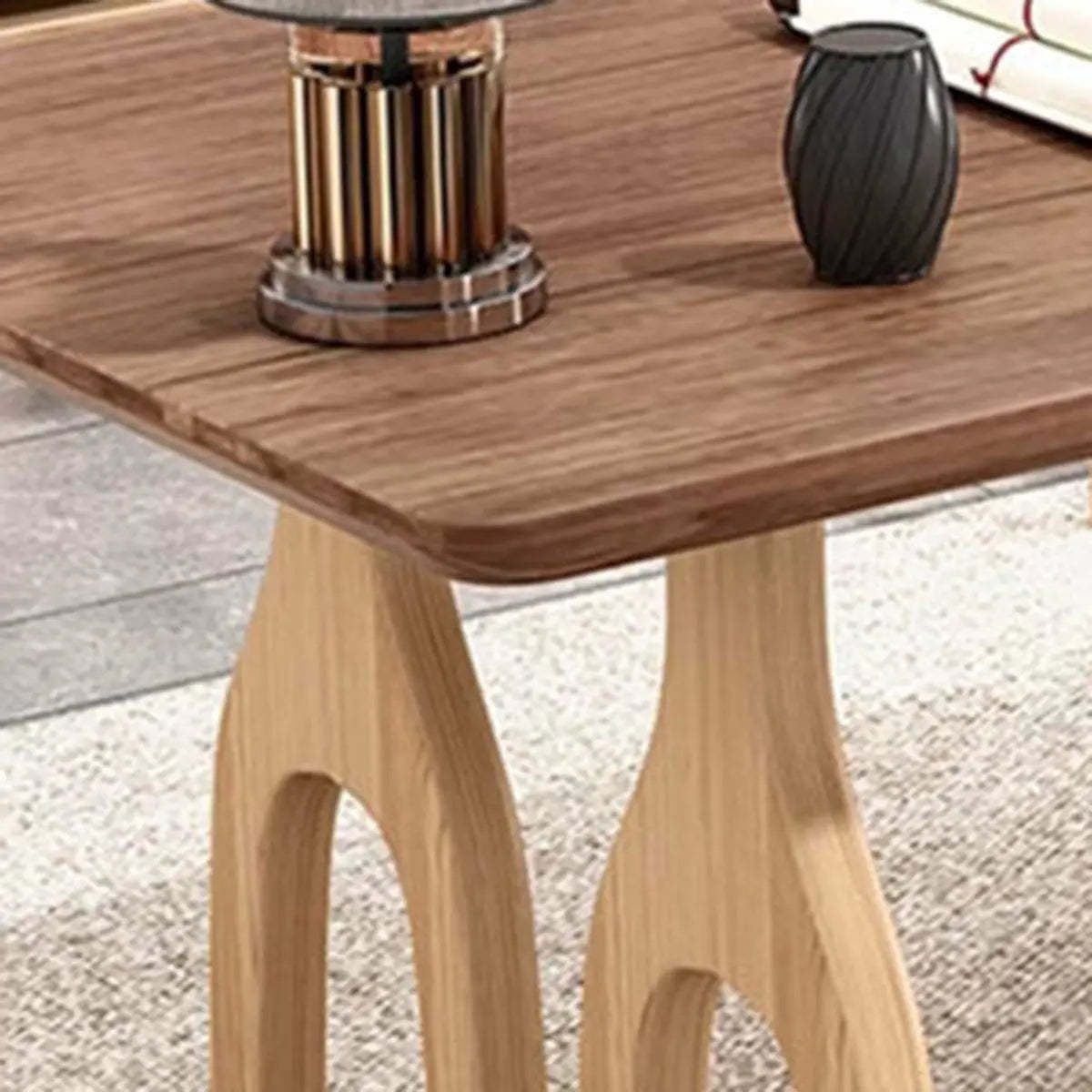 Minimalist Brown Wood Rectangular Writing Desk — Without Chairs