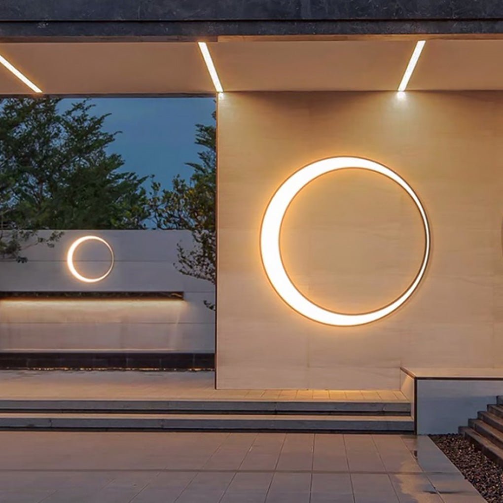 Circular Moon Led Waterproof Ip65 Modern Outdoor Wall Lights Wall Lamp-Lighom