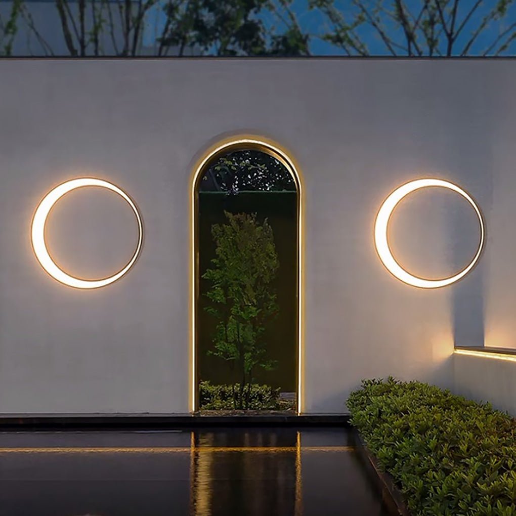 Circular Moon Led Waterproof Ip65 Modern Outdoor Wall Lights Wall Lamp-Lighom